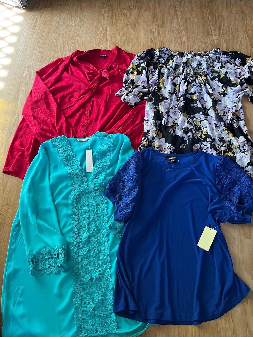 4 pack bundle woman’s dress tops 2xl floral feminine office wear